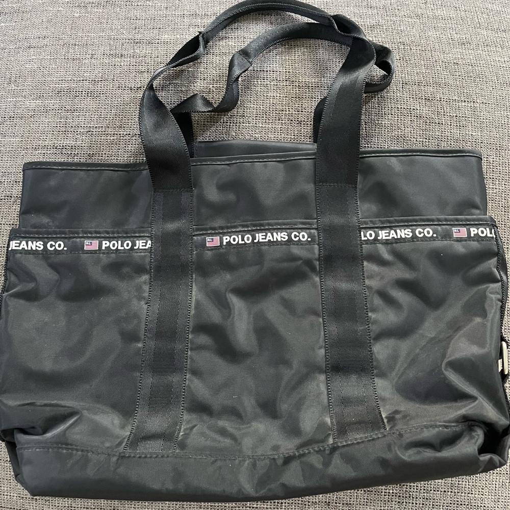Vintage 90’s Polo Jeans Ralph Lauren Black Nylon Tote bag